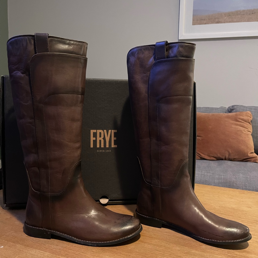 Frye Smoke Leather Paige Riding Boots